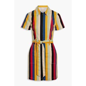 Alice + Olivia Gorgeous Denim Dress Boheme Multi color Stripe Mini sz 2